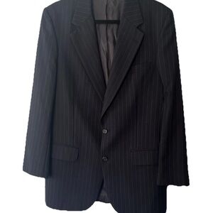 BURBERRY’S Mens VTG Navy Blue Pinstripe Sports Jacket-Size 46-Wool-USA Made